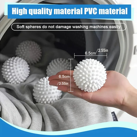 Boules de lavage réutilisables (lot de 6) - Boules anti-nœuds pour sèche-linge et machine à laver - Accessoires de nettoyage ménager pour un linge sans nœuds